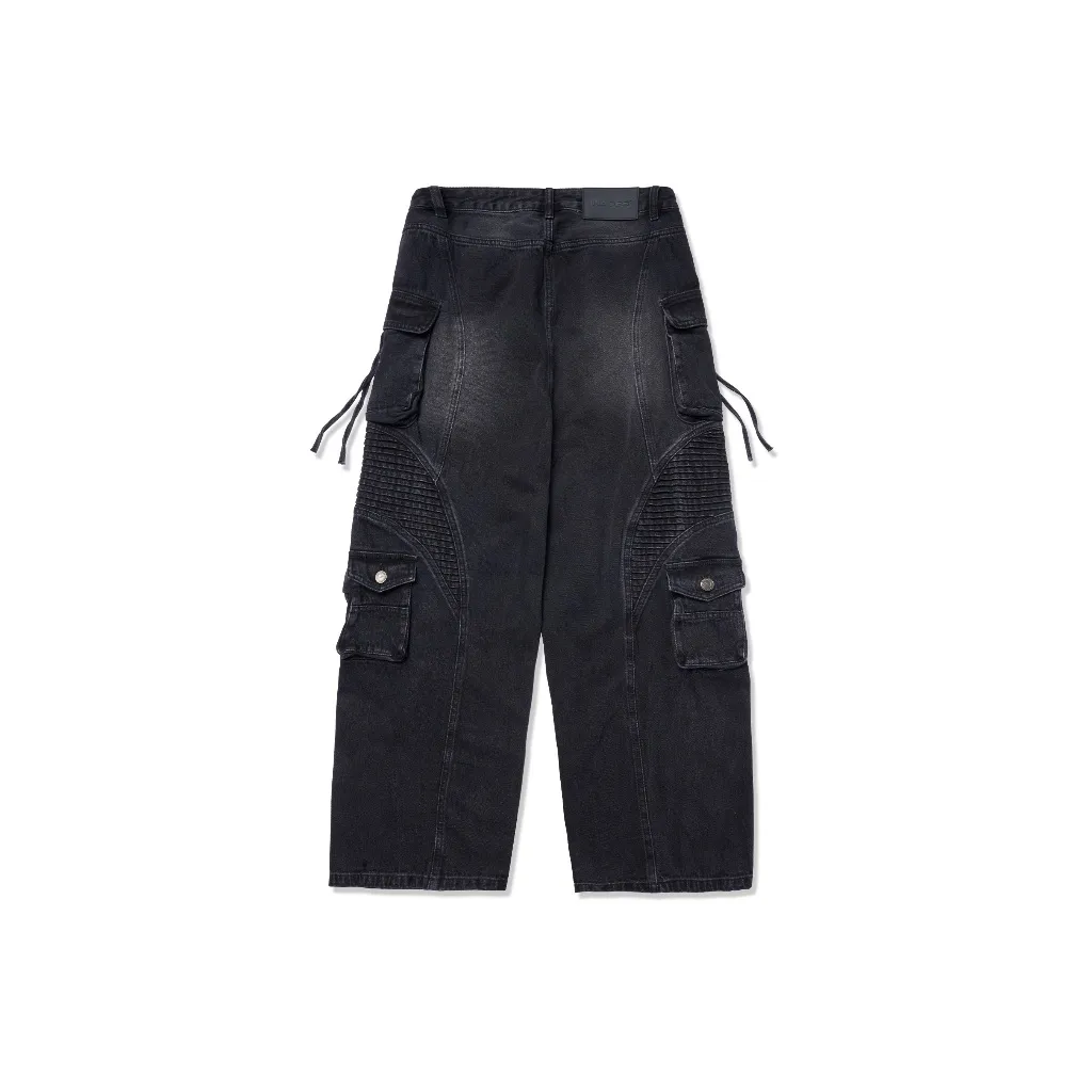 Ảnh HADES Wash Baggy Denim Trousers Đen - HADES Brand chính hãng Quần denim dài unisex 2