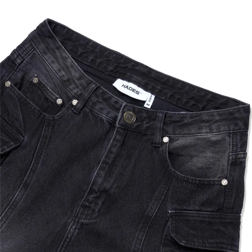 Ảnh HADES Wash Baggy Denim Trousers Đen - HADES Brand chính hãng Quần denim dài unisex 4