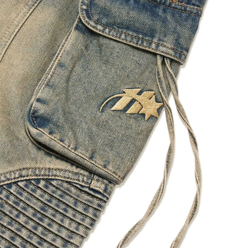Ảnh HADES Wash Baggy Denim Trousers Xanh - HADES Brand chính hãng Quần denim dài unisex 2