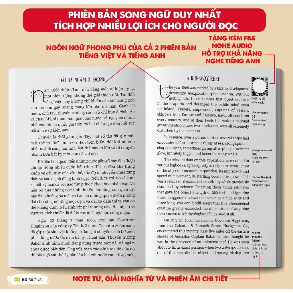Ảnh Hai vạn dặm dưới biển - Sách song ngữ kinh điển, tặng kèm file nghe & note từ vựng - HG Books 4
