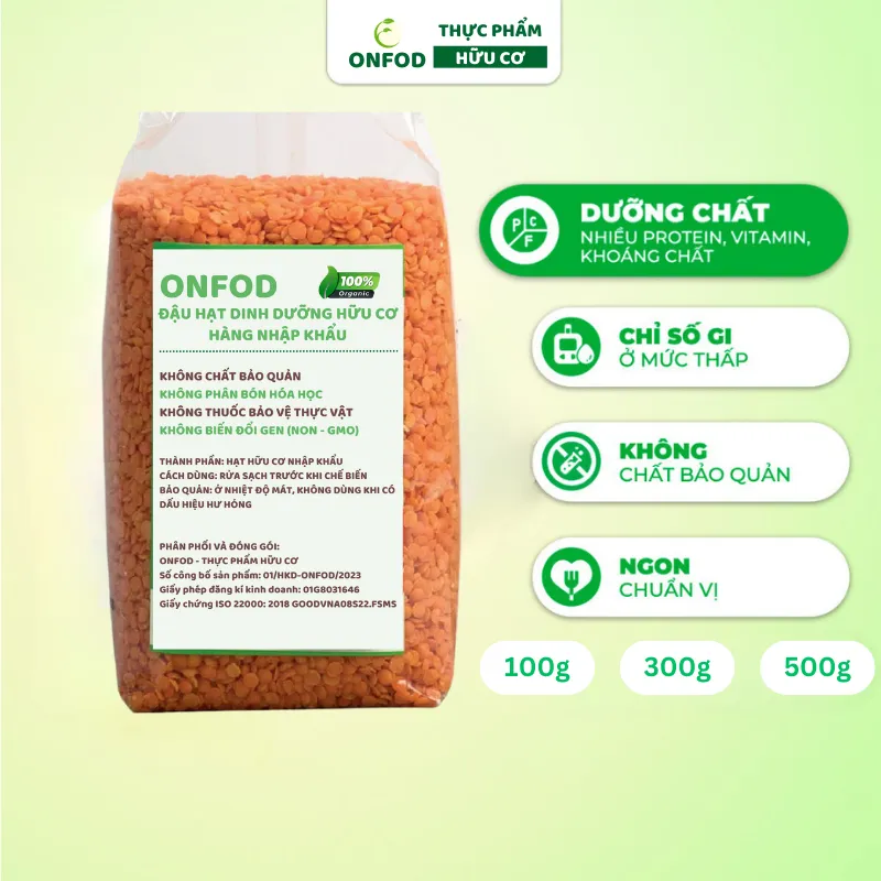 Ảnh Hạt đậu lăng đỏ lăng xanh hữu cơ nhập khẩu ONFOD hat dinh dưỡng làm sữa hạt giảm cân cho bé ăn dặm 2