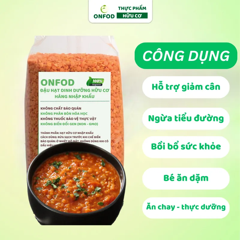 Ảnh Hạt đậu lăng đỏ lăng xanh hữu cơ nhập khẩu ONFOD hat dinh dưỡng làm sữa hạt giảm cân cho bé ăn dặm 3
