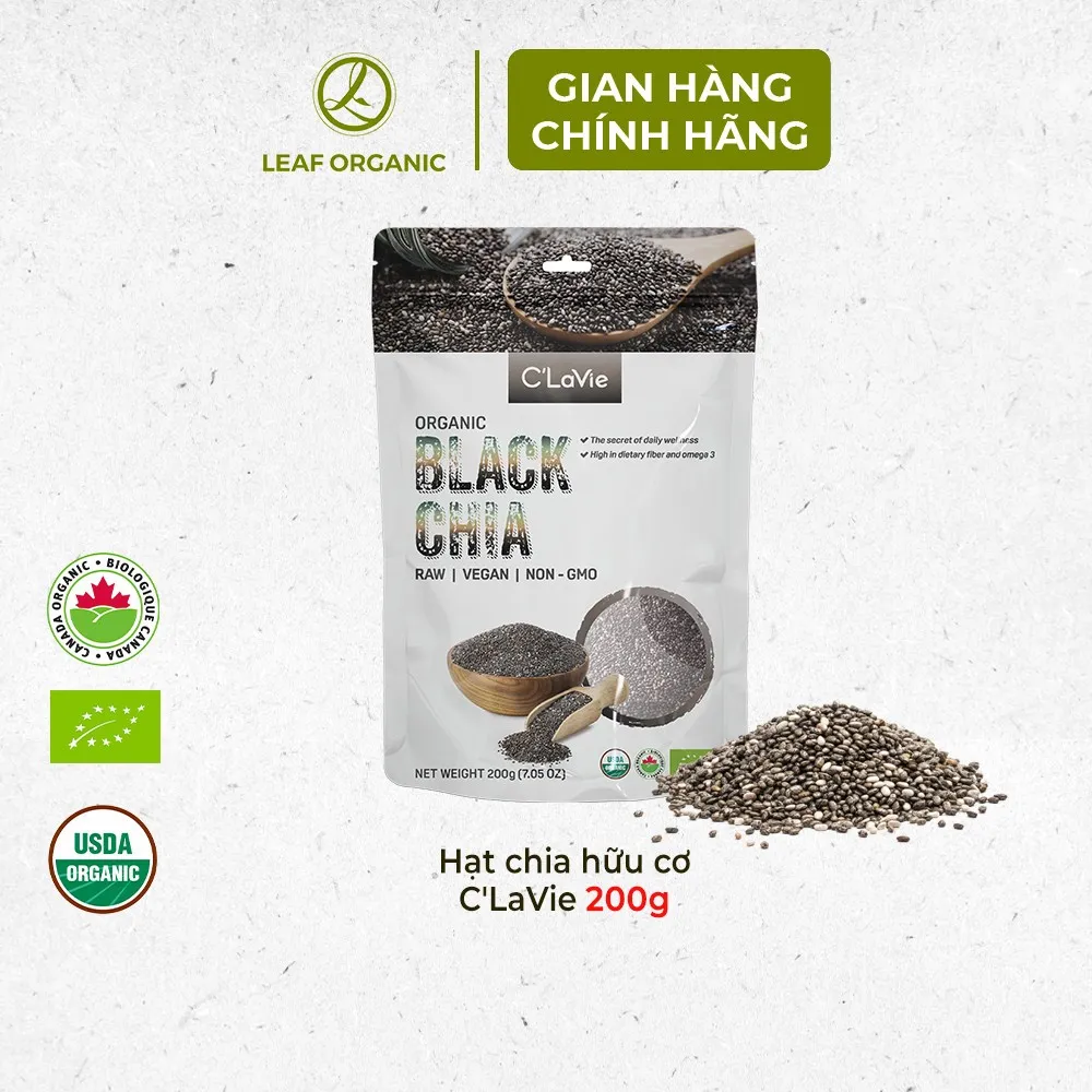Ảnh Hạt chia đen hữu cơ C'Lavie 200g - Hạt đều, giàu chất xơ, không chứa Cholesterol 1