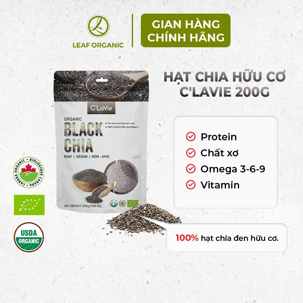 Ảnh Hạt chia đen hữu cơ C'Lavie 200g - Hạt đều, giàu chất xơ, không chứa Cholesterol 2