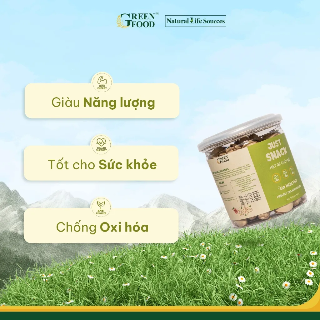 Ảnh Hạt Dẻ Cười Mỹ Just Snack Green Food có vỏ | Hộp 180g 2