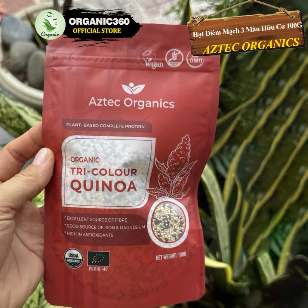 Ảnh Hạt Diêm Mạch Quinoa 3 Màu Hữu Cơ AZTEC ORGANICS Organic Tri-Colour Quinoa 100g 250g 1kg 2
