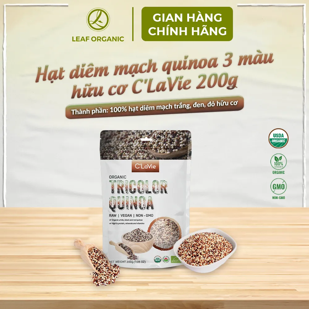 Ảnh Hạt diêm mạch Quinoa hữu cơ C'Lavie 200gr - không biến đổi gen 1