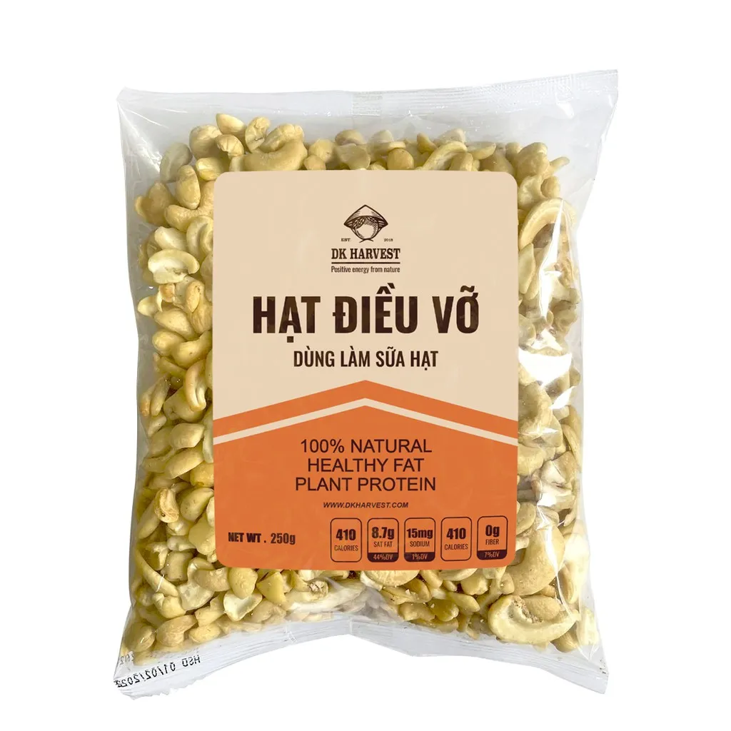 Ảnh Hạt Điều Tách Vỏ Loại Vỡ DK Harvest - Túi 250g, 500g - Hạt dinh dưỡng tác dụng giảm cân, làm sữa, chế biến granola 2