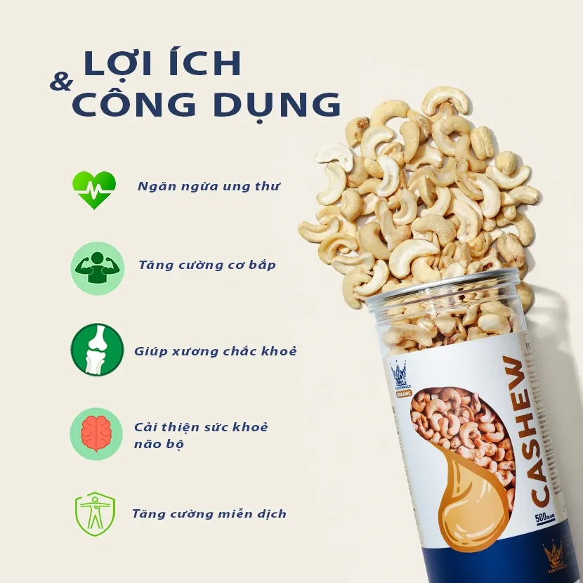 Ảnh Hạt điều tươi VIP nhân trắng VUA YẾN MẠCH chuyên dùng nấu sữa, làm bánh loại 1 xuất khẩu 2