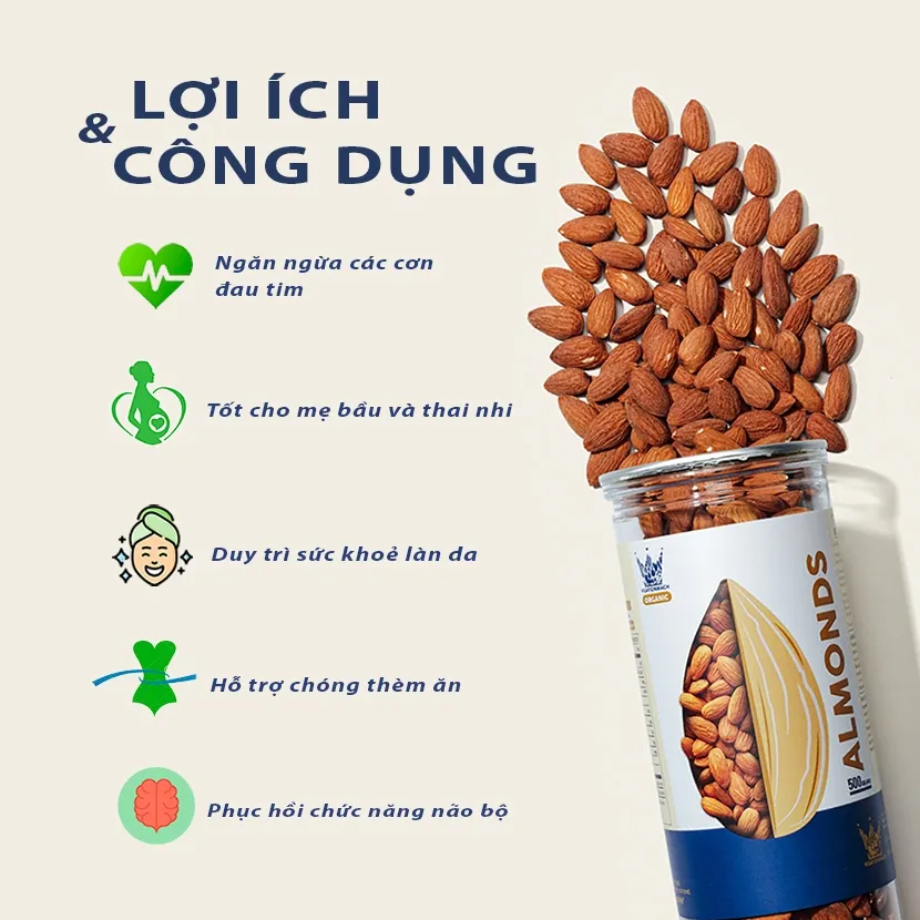 Ảnh Hạt Hạnh Nhân Tươi VUA YẾN MẠCH Thượng Hạng Original Nhập khẩu Mỹ Healthy Food 2
