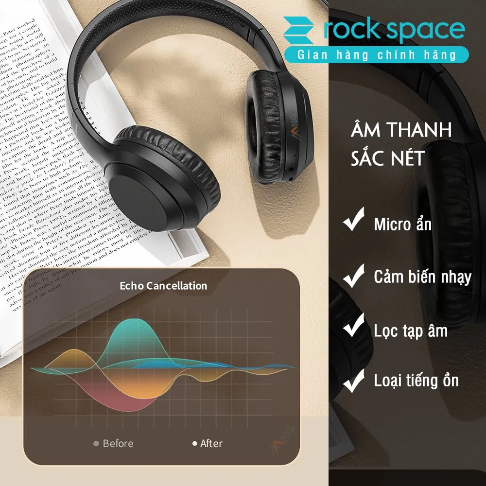 Ảnh Headphone tai nghe bluetooth chụp tai không dây Rockspace O2 có mic hàng chính hãng BH 1 năm 4