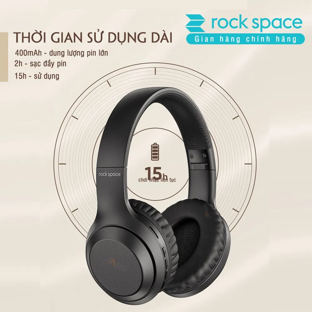 Ảnh Headphone Tai nghe bluetooth chụp tai Rockspace O2 chính hãng có mic nghe nhạc 15h  bảo hành 1 năm 3