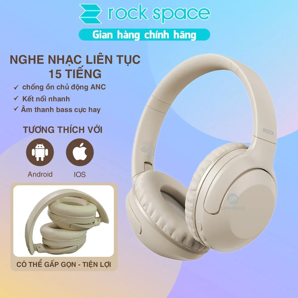 Ảnh Headphone tai nghe chụp tai bluetooth không dây chống ồn chủ động ANC Rockspace O3 có mic 2