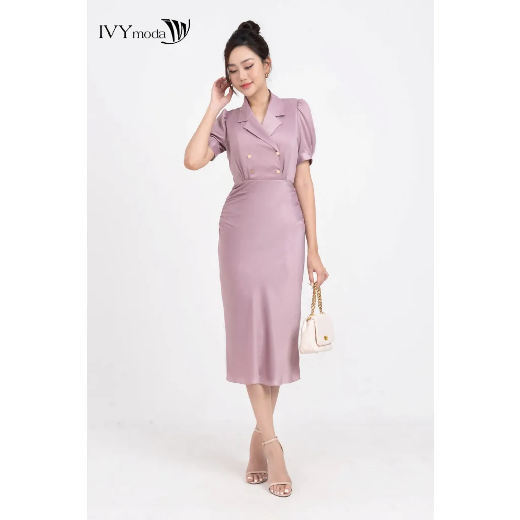 Ảnh Helen Dress - Đầm lụa 2 lớp nữ IVY moda MS 48M8195 3