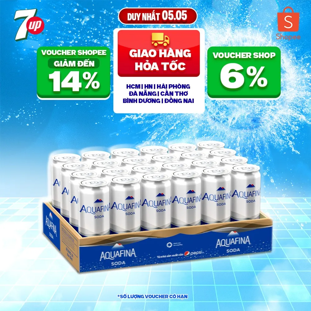 Ảnh [HỎA TỐC]Thùng 24 Lon Nước Uống Có Gaz Aquafina Soda (320ml/lon) 1