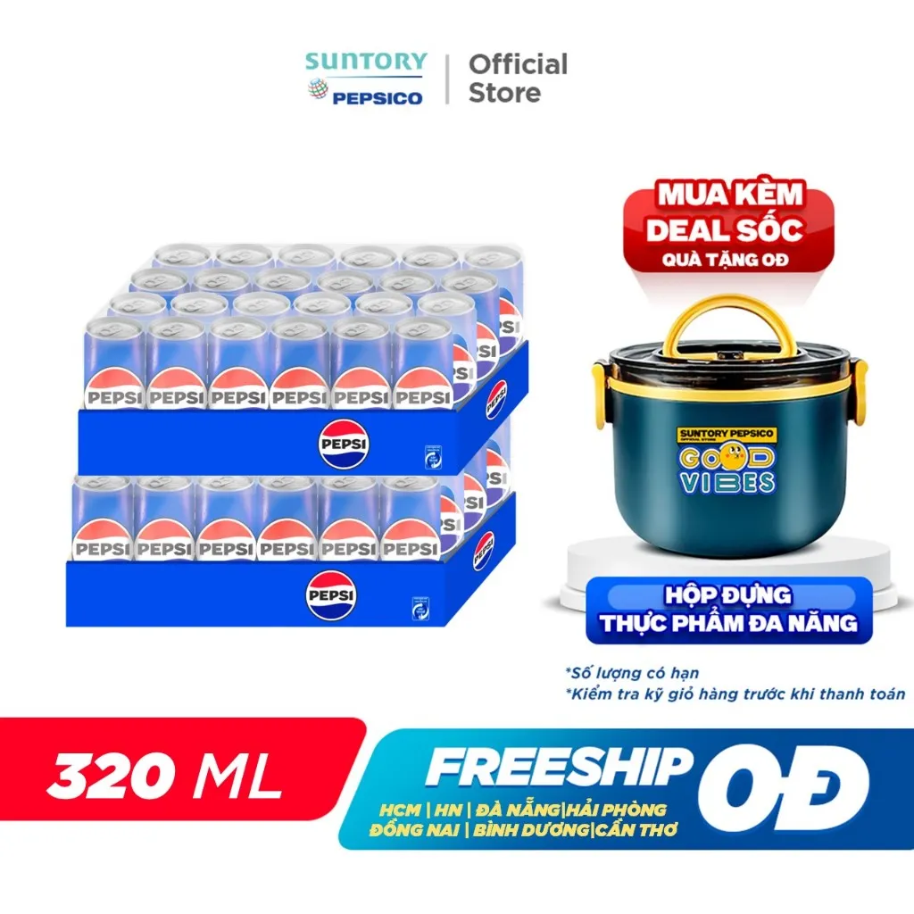 Ảnh [HỎA TỐC-VC 12%] Combo 2 Thùng 24 Lon Pepsi (320ml/lon hoặc 350ml/lon) 1