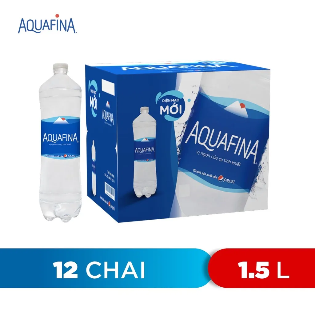 Ảnh [HỎA TỐC-VC 12%] Thùng 12 Chai Nước tinh khiết Aquafina (1.5L/chai) 1