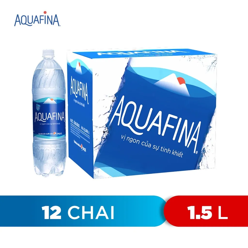 Ảnh [HỎA TỐC-VC 12%] Thùng 12 Chai Nước tinh khiết Aquafina (1.5L/chai) 2