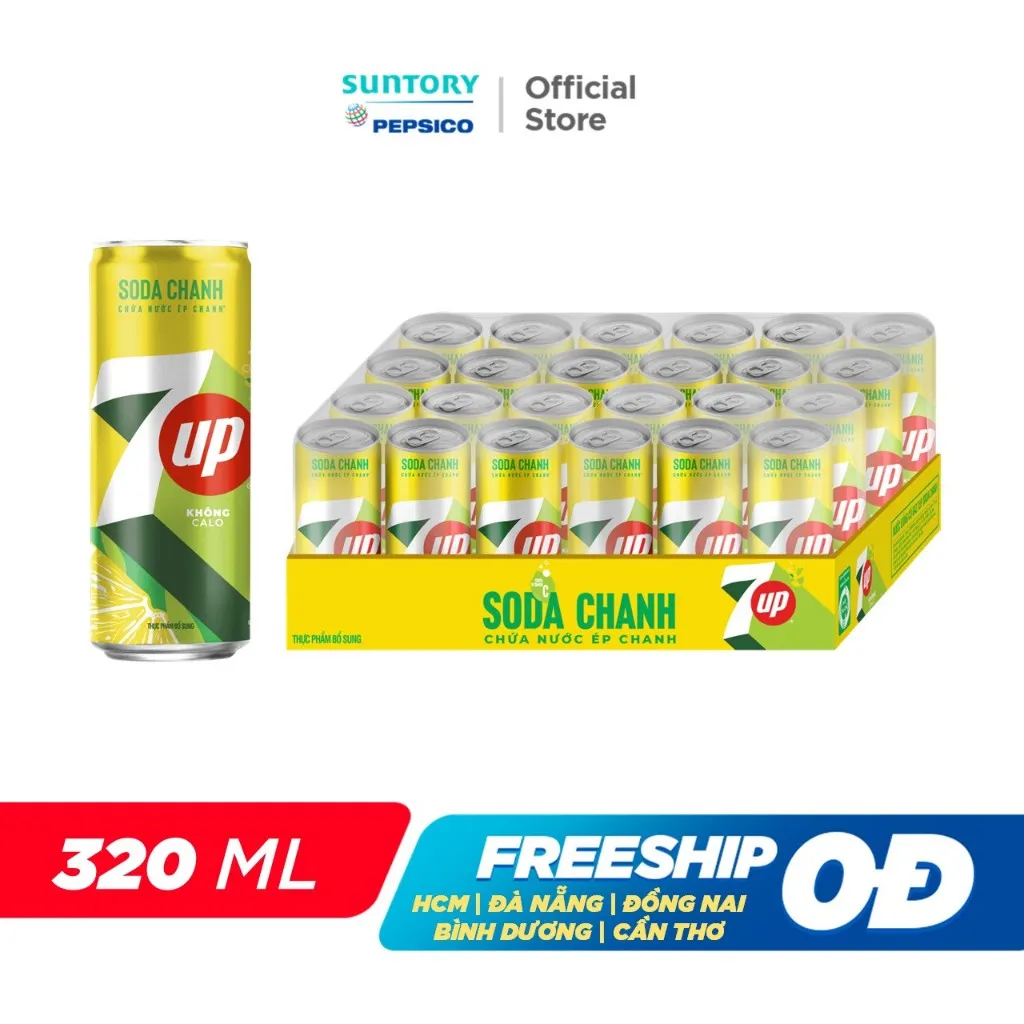 Ảnh [HỎA TỐC-VC 12%] Thùng 24 Lon Nước Uống Có Gaz 7UP Soda Chanh Không Calo (320ml/lon) 2