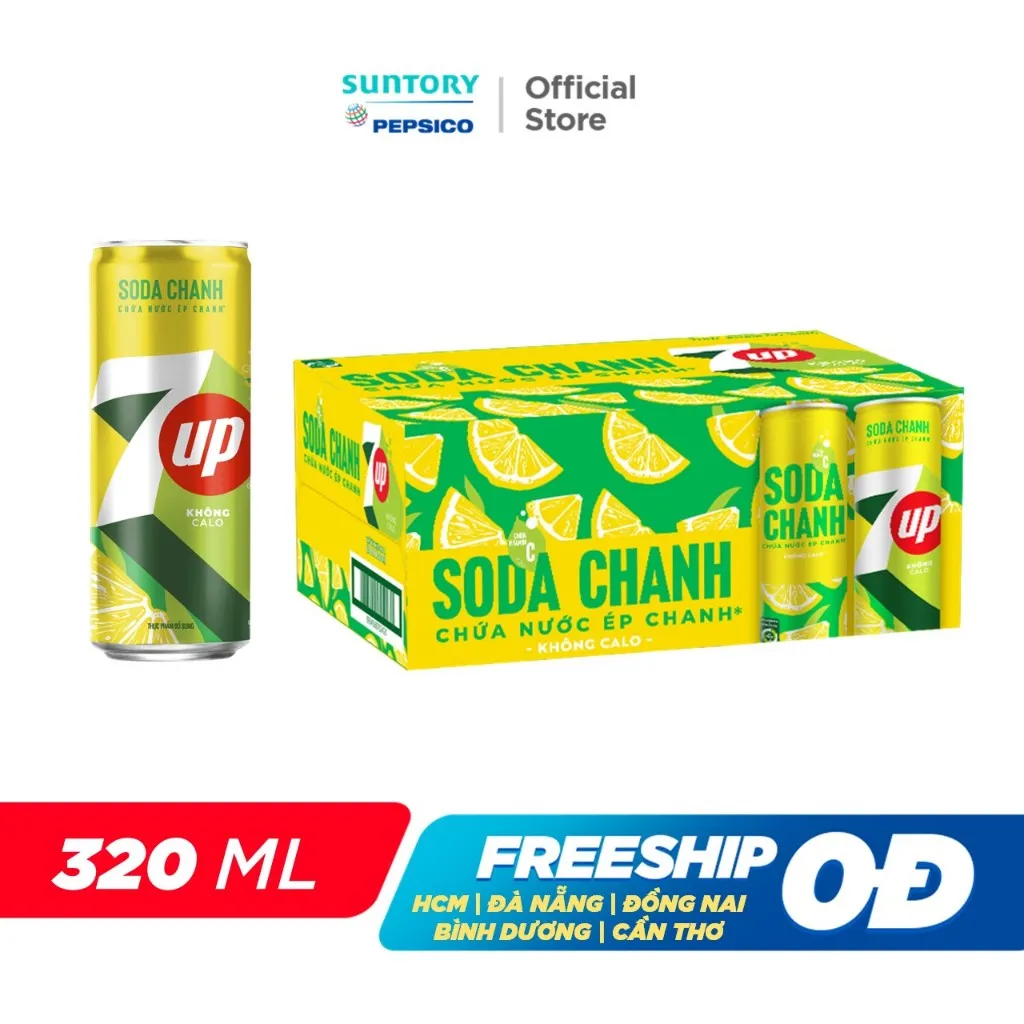 Ảnh [HỎA TỐC-VC 12%] Thùng 24 Lon Nước Uống Có Gaz 7UP Soda Chanh Không Calo (320ml/lon) 3