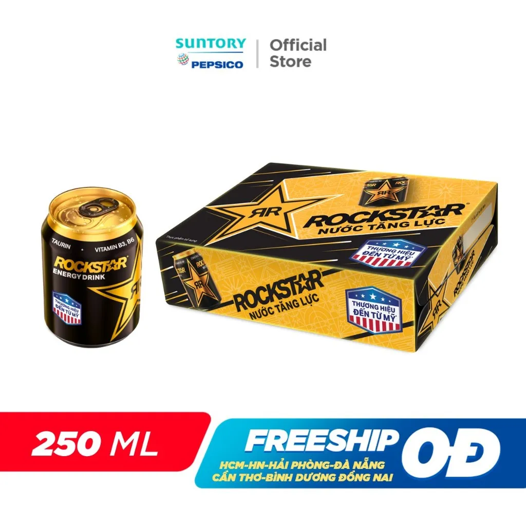 Ảnh [HỎA TỐC-VC 12%] Thùng 24 Lon Nước Tăng Lực Rockstar (250ml/lon) 1