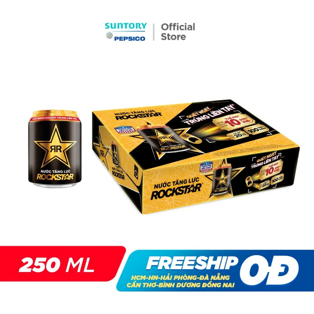 Ảnh [HỎA TỐC-VC 12%] Thùng 24 Lon Nước Tăng Lực Rockstar (250ml/lon) 2