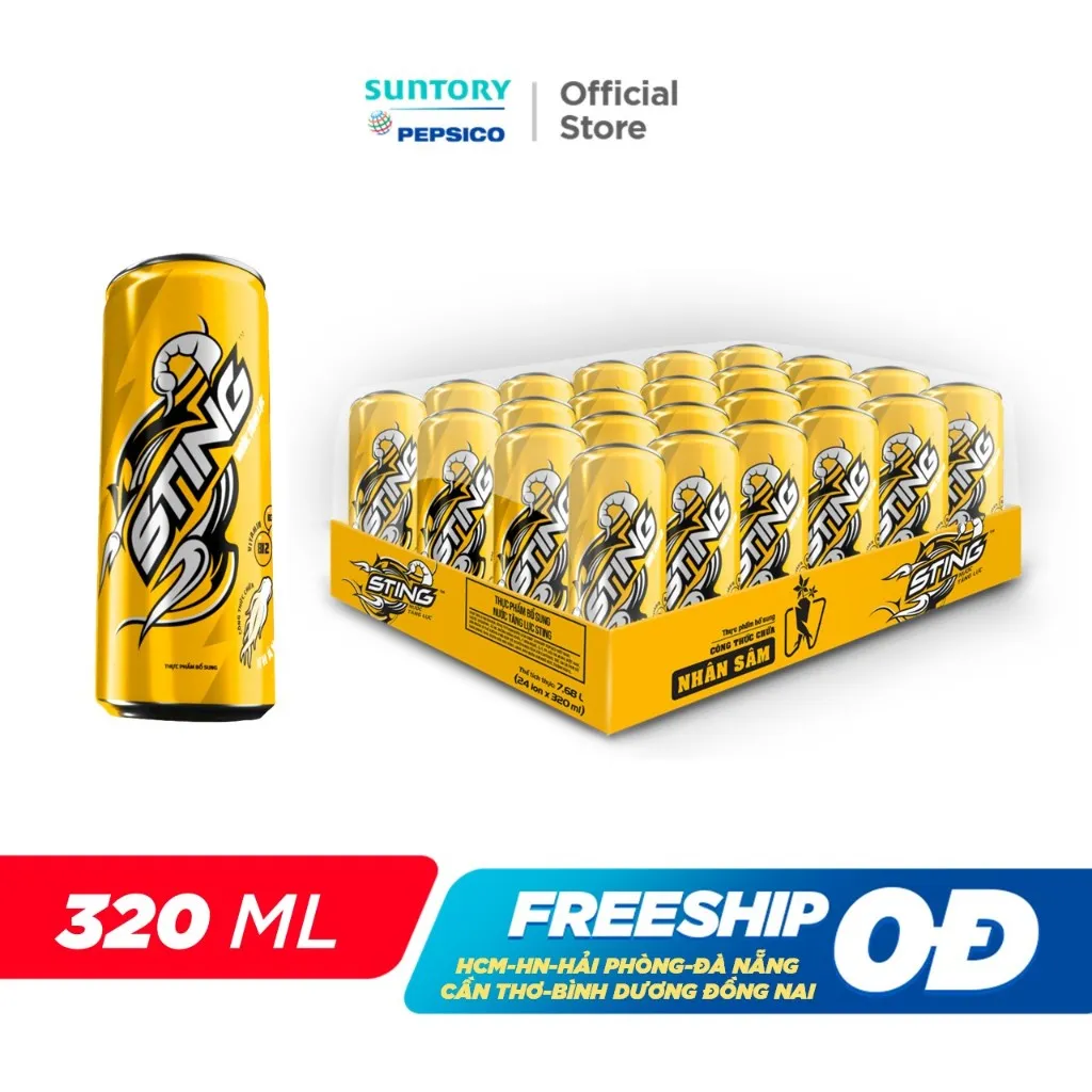 Ảnh [HỎA TỐC-VC 12%] Thùng 24 Lon Nước Tăng Lực Sting Vàng (320ml/lon) 2