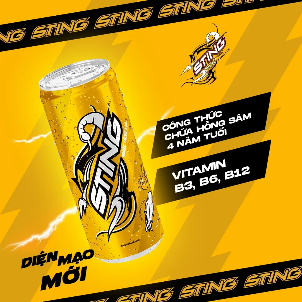 Ảnh [HỎA TỐC-VC 12%] Thùng 24 Lon Nước Tăng Lực Sting Vàng (320ml/lon) 3