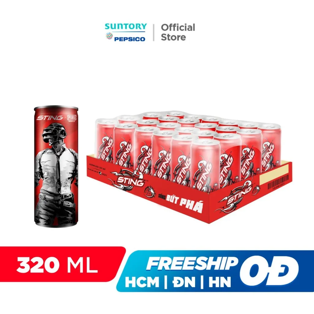 Ảnh [HỎA TỐC-VC 12%] Thùng 24 Lon Nước Tăng Lực Sting Dâu (320ml/lon) 4