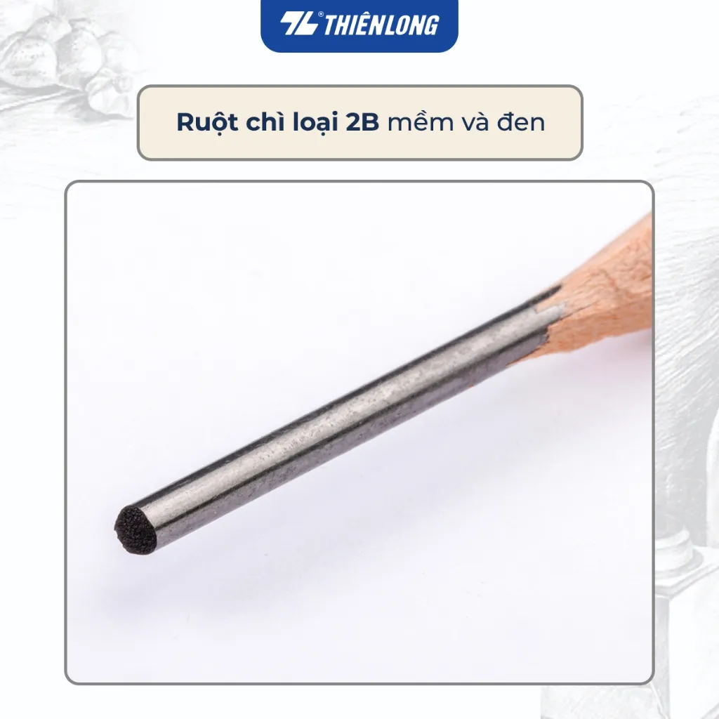 Ảnh Hộp 10 cây Bút chì gỗ lục giác Thiên Long GP-018- Độ cứng 2B- Thích hợp cho học sinh làm bài thi trắc nghiệm 3