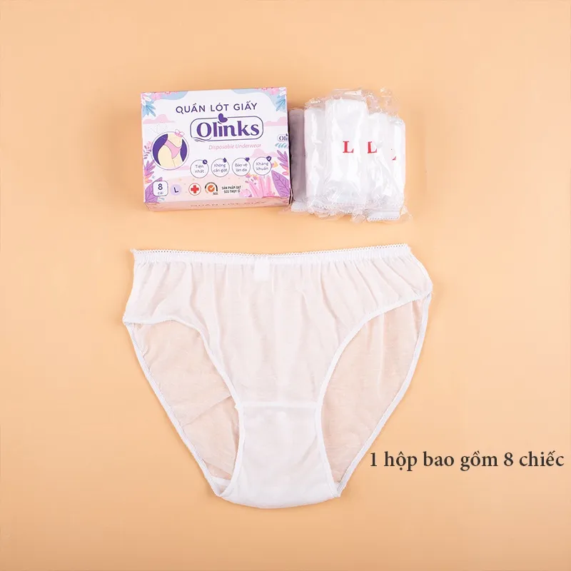Ảnh Hộp 10 chiếc quần lót giấy Olinks đạt chuẩn SGS Thụy Sĩ quần lót dùng 1 lần kháng khuẩn QL135 du lịch tiện lợi 1