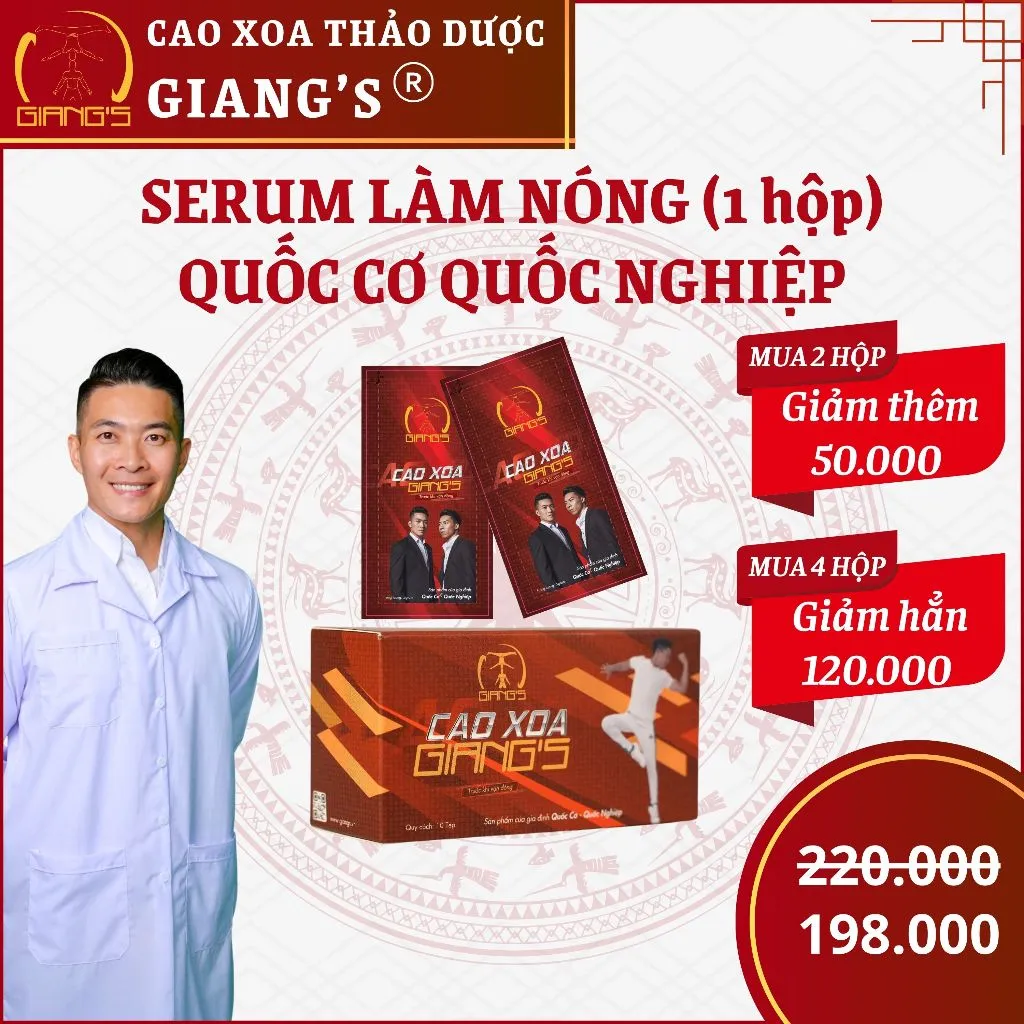 Ảnh Hộp 10 gói serum xoa bóp Quốc Cơ Quốc Nghiệp - Làm nóng và phục hồi cơ dùng trong thể dục thể thao 1
