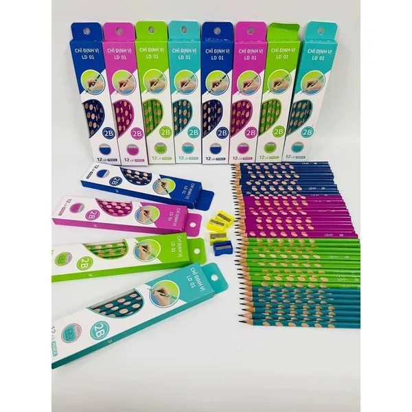 Ảnh Hộp 12 Bút Chì Gỗ Định Vị 2B Dùng Để Luyện Viết Chữ Cho Học Sinh LD01 Việt Hà Tặng Kèm Gọt Chì 3