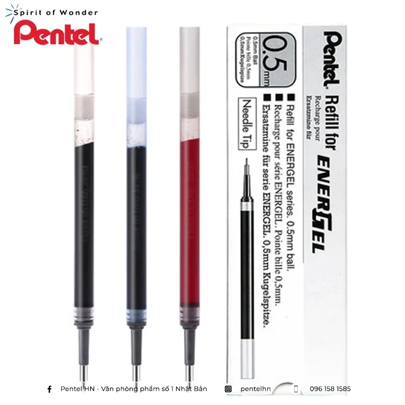Ảnh Hộp 12 Ruột Bút Ngòi 0.5mm Pentel Energel LRN5 | Mực An Toàn Cho Sức Khỏe | Nhanh Khô 1/3 Giây 3