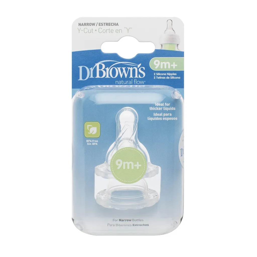 Ảnh Hộp 2 chiếc núm ty Silicone cổ thường Level Y-Cut Dr Brown's (9m+) 1