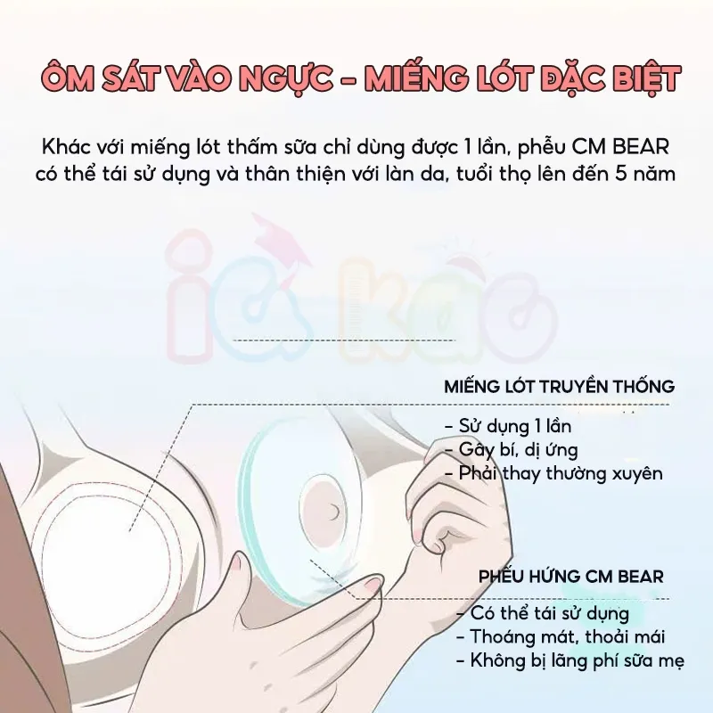 Ảnh Hộp 2 Phễu Hứng Sữa IQKAO Chống Tràn, Chất Liệu Silicone, Chống Tràn, Kích Sữa Nhẹ, Mềm Mại, An Toàn Cho Bé IQKAO 3