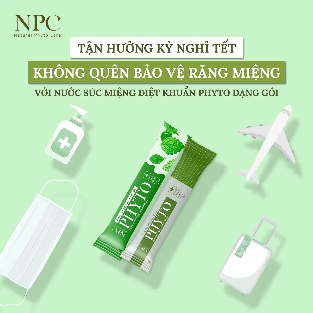 Ảnh Hộp 20 gói nước súc miệng NPC Phyto làm sạch, khử hôi miệng, tinh dầu cam - 10ml/gói - NPC PHAR 1