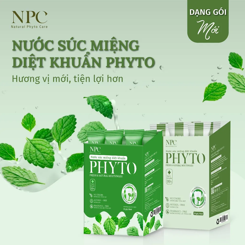 Ảnh Hộp 20 gói nước súc miệng NPC Phyto làm sạch, khử hôi miệng, tinh dầu cam - 10ml/gói - NPC PHAR 2