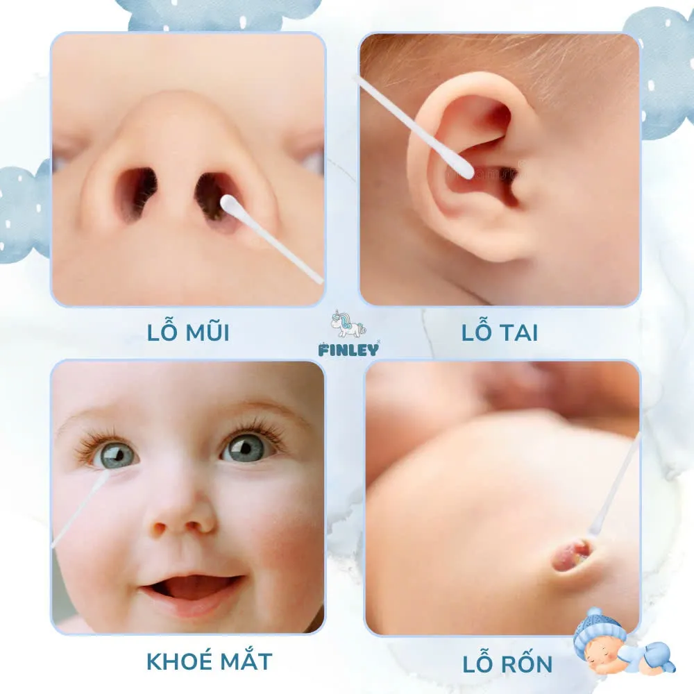 Ảnh Hộp 200 tăm bông ráy tai 2 đầu kháng khuẩn cho bé Finley FL0162 2