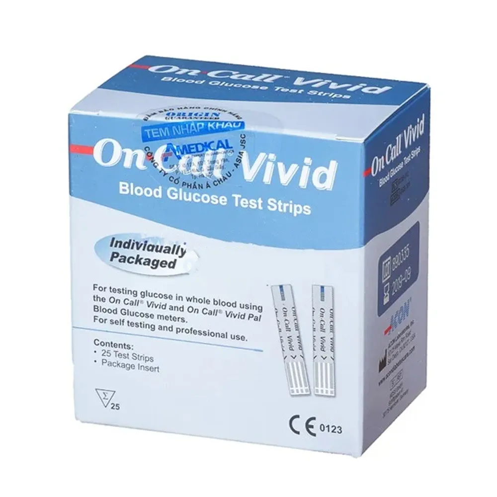 Ảnh Hộp 25 Que Thử Đường Huyết On Call Vivid Loại Rời Trong Túi Nhôm 2