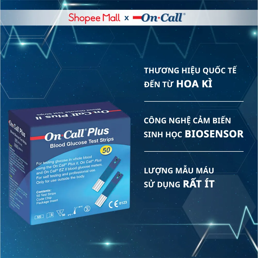Ảnh Hộp 25/50 Que Thử Đường Huyết On Call Plus Dùng Cho Máy On Call Plus & On Call EZ II 1