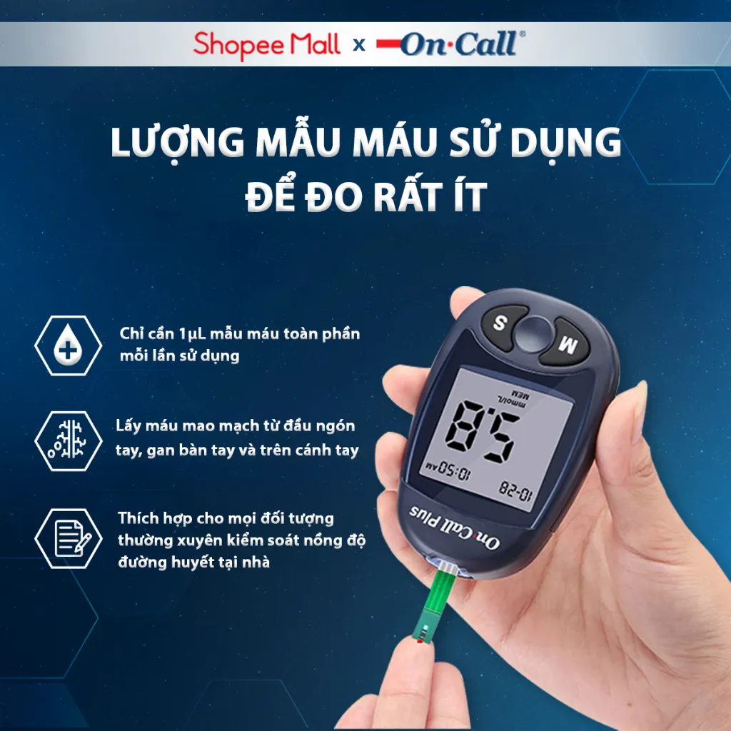 Ảnh Hộp 25/50 Que Thử Đường Huyết On Call Plus Dùng Cho Máy On Call Plus & On Call EZ II 3