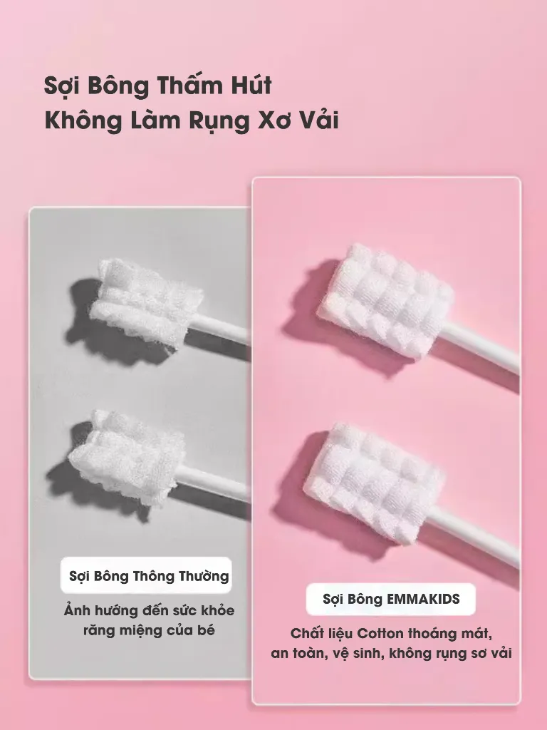 Ảnh Hộp 30 Que Gạc Rơ Lưỡi Cho Bé Sơ Sinh & Trẻ Nhỏ EmmaKids Siêu Mềm, Làm Sạch Dịu Nhẹ, An Toàn, Tiện Lợi IQKAO 2