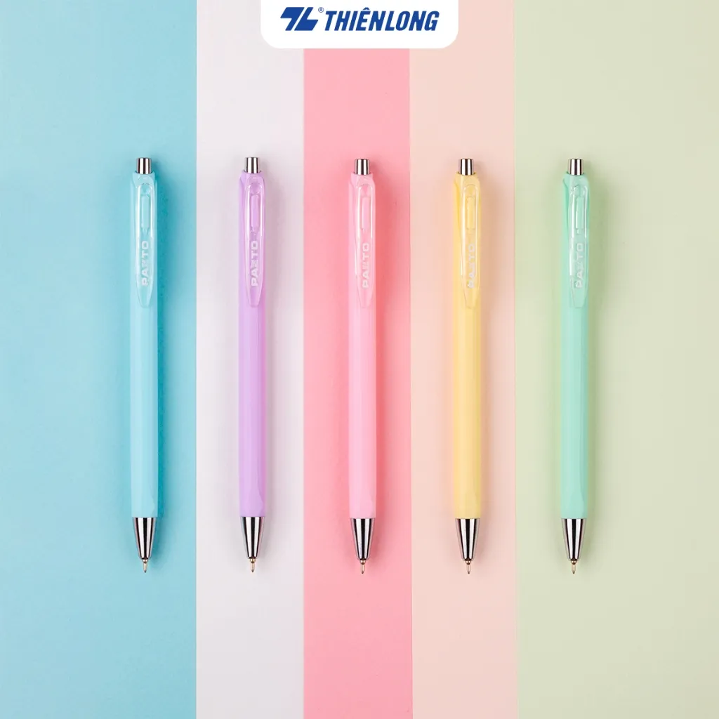 Hộp 5 Bút Gel Bi Pazto Thiên Long GEL-B015 (0.5mm, Mực Xanh) - Viết Trơn Êm, Tone Pastel Đẹp Mắt