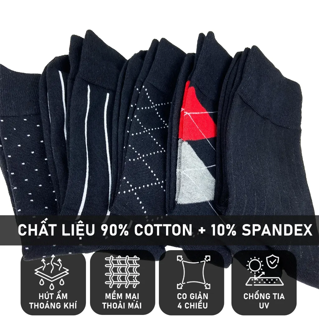 Ảnh Hộp 5 đôi tất nam cổ cao Mix5 RANO cao cấp mang giầy tây thoáng khí chống hôi chân co giãn 4 chiều 2