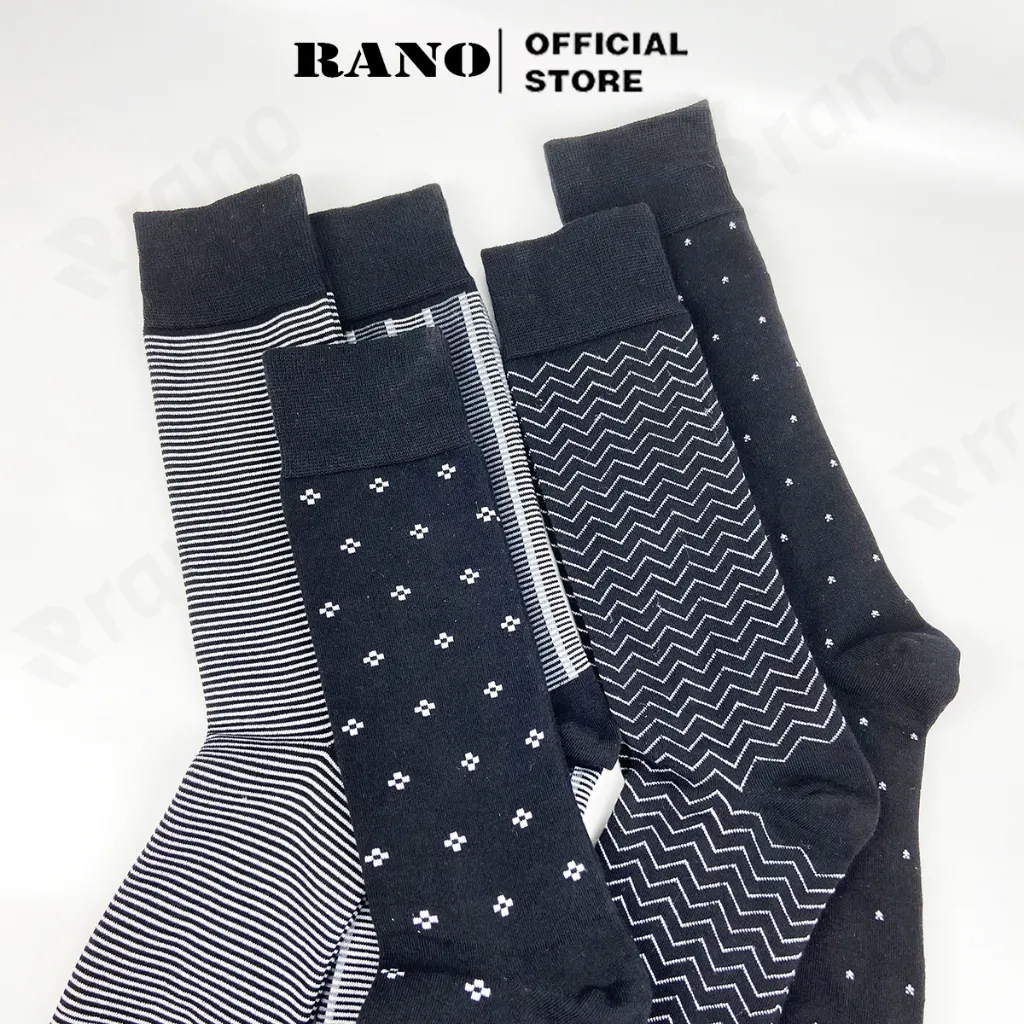 Ảnh Hộp 5 đôi tất nam công sở cổ cao dài 26cm vớ nam đi giày tây họa tiết RANO sợi cotton cao cấp cao cấp mềm mại thoáng mát 3