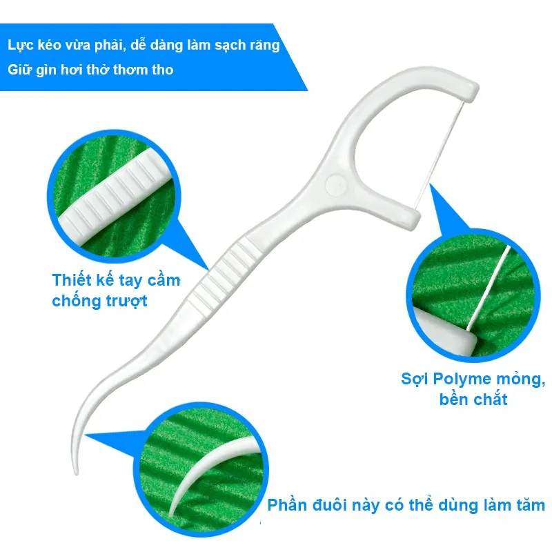 Ảnh Hộp 50 cây tăm chỉ nha khoa HOKU sợi mảnh vệ sinh kẽ răng chân nướu giá cực rẻ khi mua kèm bàn chải điện CNK01 3