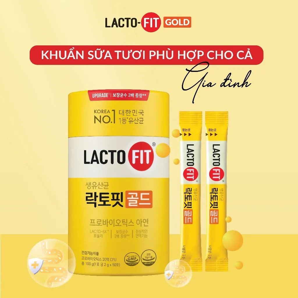 Ảnh Hộp 50 Gói Men Vi Sinh LACTO-FIT GOLD Bổ Sung Lợi Khuẩn Cải Thiện Đường Ruột Khỏe Mạnh (50 gói x 2g) 3