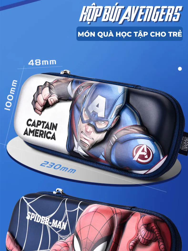 Ảnh Hộp bút cho bé trai 1989KIDS SHOP đi học tiểu học hình in Mavel 3D nổi đáng yêu chống thấm nước 2
