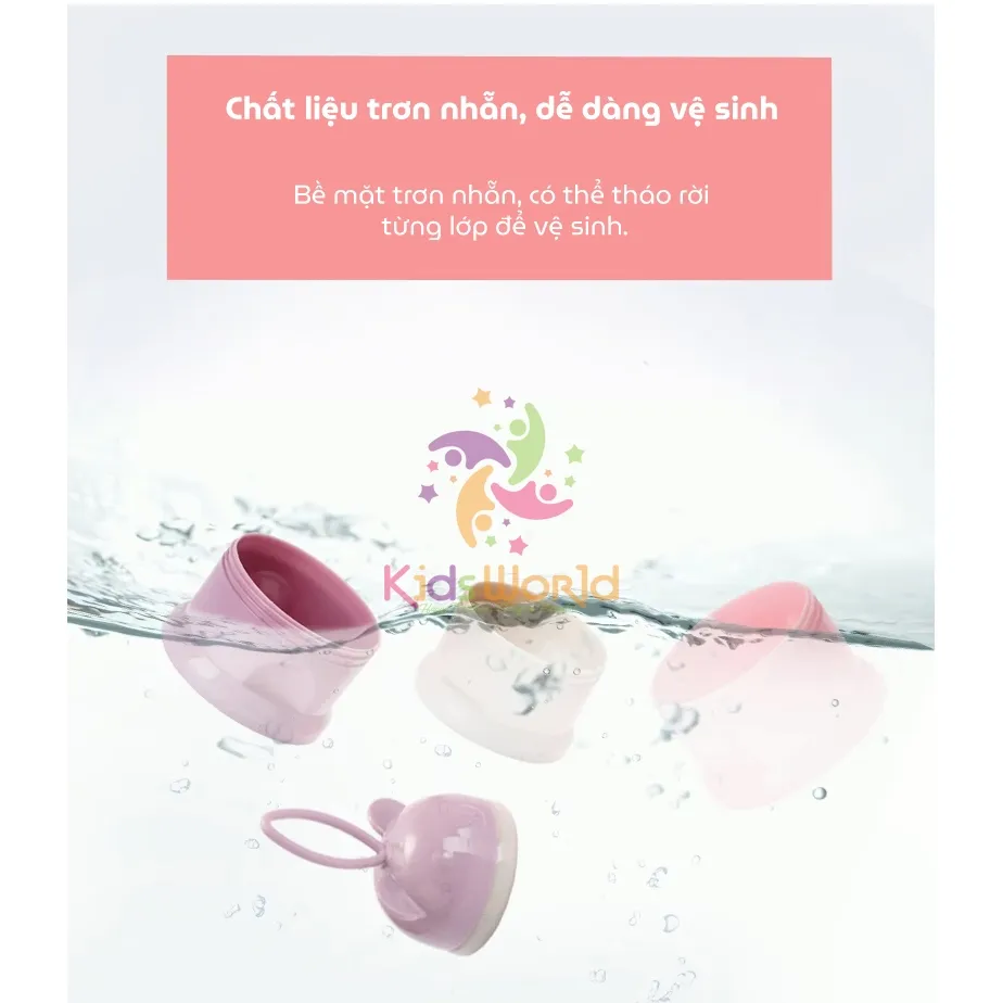 Ảnh Hộp chia sữa bột KidAndMom hình gấu cho bé 3 tầng và 4 Tầng có quai đeo tiện dụng nhỏ gọn 4
